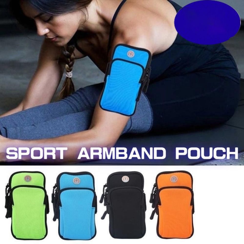 Outdoor Sport Bag - Draagbare neopreen sportarmband Telefoonhoes Zwart Blauw